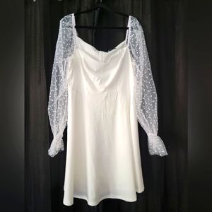 White Shein Unity Plus Contrast Mesh-Sleeved Dress Size 4XL